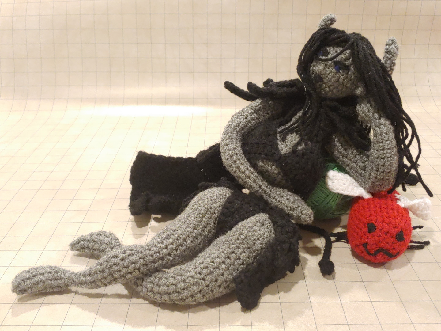 Amigurumi doll of a succubus.