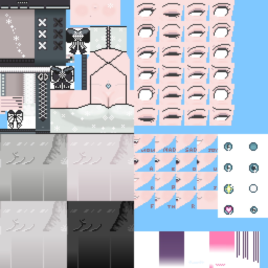 Combined textures for Frost PSX model, scaled up 400 percent.