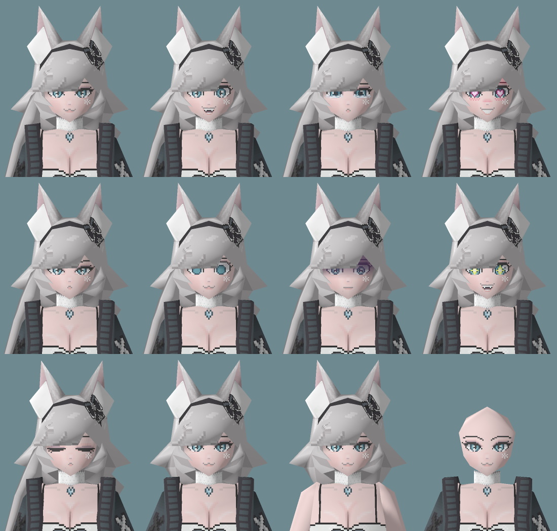 Compiled image featuring various facial expressions and toggles.