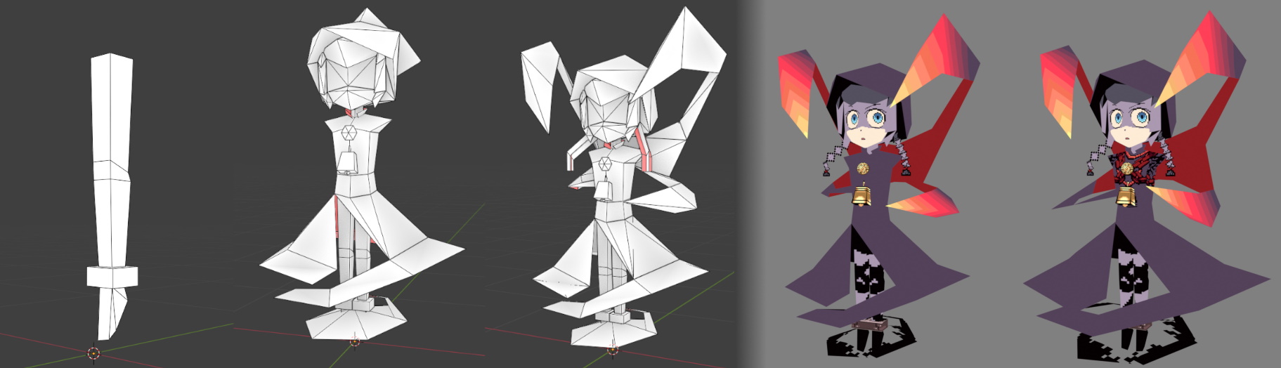 Multiple development stages of the Hexer model are shown in sequence.