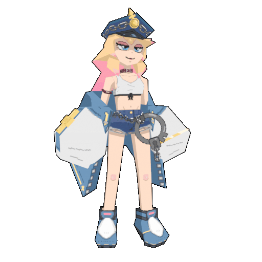 Low poly turntable animation of Ink Witch's Poison Bridget design, which blends Bridget from Guilty Gear with Poison from Fatal Fury, in the style of Mega Man Legends.