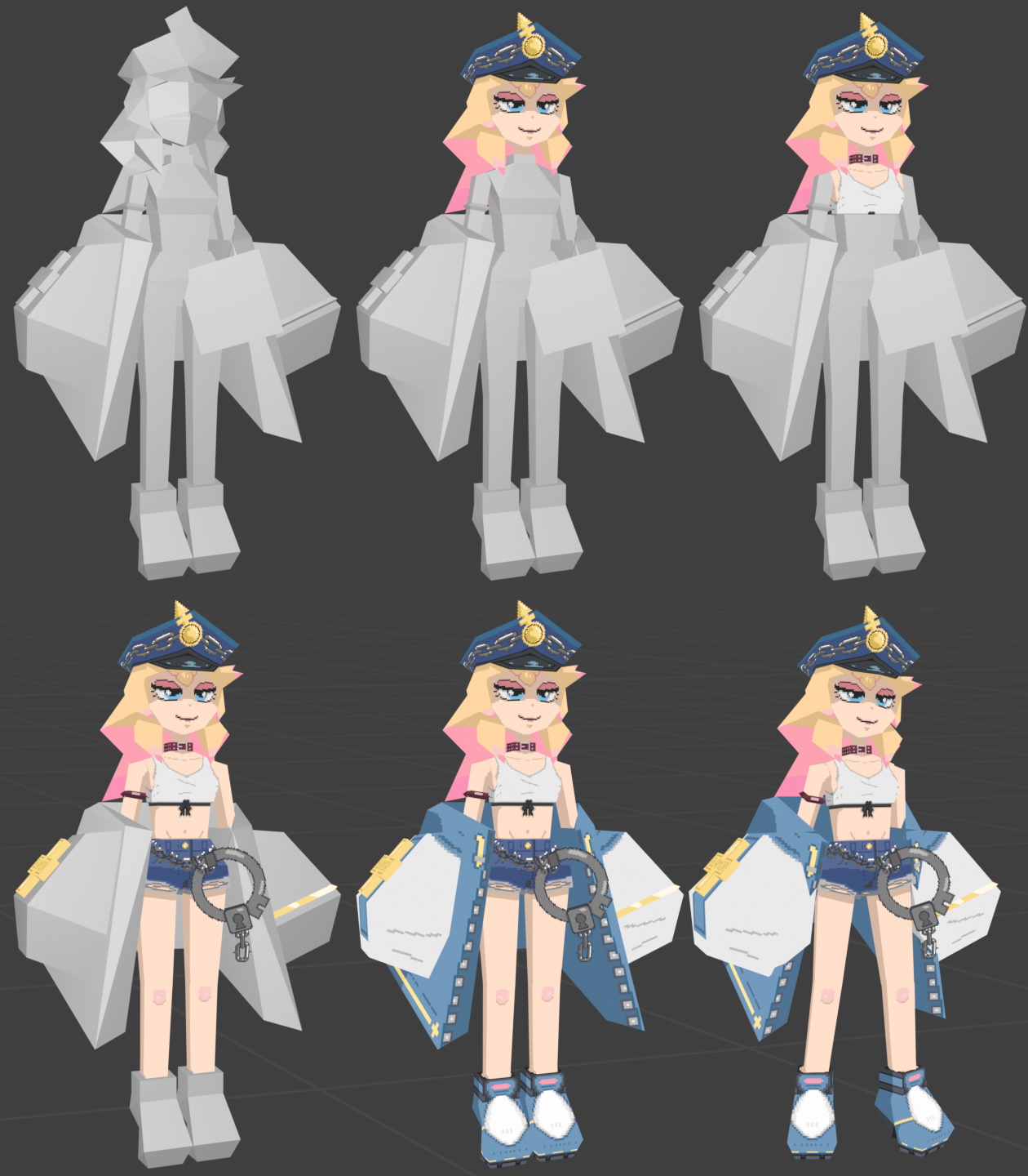 Multiple development stages of the Poison Bridget model are shown in sequence.
